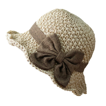 ⏳Spécial à durée limitée⏰Élégant chapeau de soleil en paille tressée avec un nœud👒