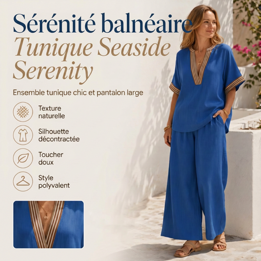 ⏳Spécial à durée limitée⏰Ensemble composé d'un haut à col en V et d'un pantalon à jambes larges pour femme👚👖