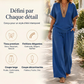 ⏳Spécial à durée limitée⏰Ensemble composé d'un haut à col en V et d'un pantalon à jambes larges pour femme👚👖