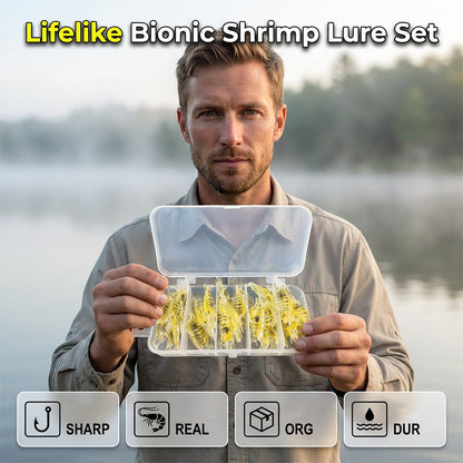 ⏳-50% pour temps limité⏰ Kit de leurres souples en forme de crevette – Silicone flexible, hameçons pré-montés et action dynamique🦐🎣