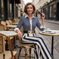⏳Spécial à durée limitée⏰Ensemble 2 pièces pour femme : chemise rayée et pantalon large👔👖