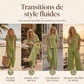 ⏳Spécial à durée limitée⏰Ensemble composé d'un haut à col en V et d'un pantalon à jambes larges pour femme👚👖