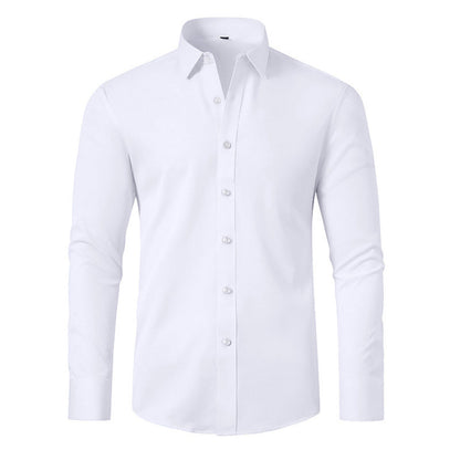 Chemise extensible soyeuse, infroissable et de couleur unie pour homme