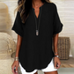 👚🔥 PROMO -50% ! Top Ample à Manches Courtes – Col en V, Ourlet Asymétrique & Tissu Léger Respirant (5 Couleurs)