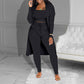 ⏳Spécial à durée limitée⏰Ensemble décontracté 3 pièces en tricot – Haut court, cardigan long et pantalon ajusté🧥👚👖