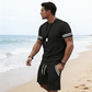 ⏳Spécial à durée limitée⏰Ensemble 2 pièces pour homme : T-shirt rayé et short👕👖