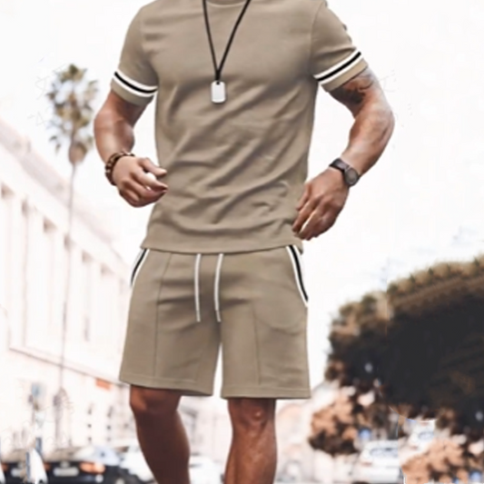 ⏳Spécial à durée limitée⏰Ensemble 2 pièces pour homme : T-shirt rayé et short👕👖