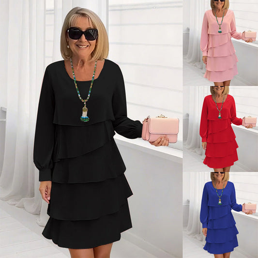 ⏳Spécial à durée limitée⏰Robe à manches longues à volants superposés pour femme👗
