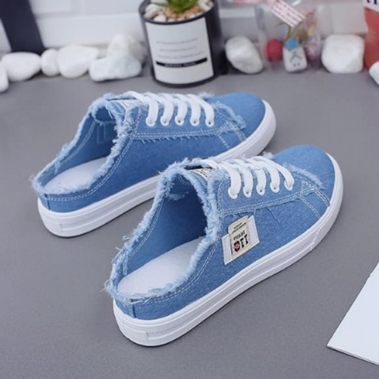 👟-50% pour temps limité👖 Baskets-mules en jean pour femme – Faciles à enfiler, semelle confortable et idéales pour un look estival décontracté ☀️