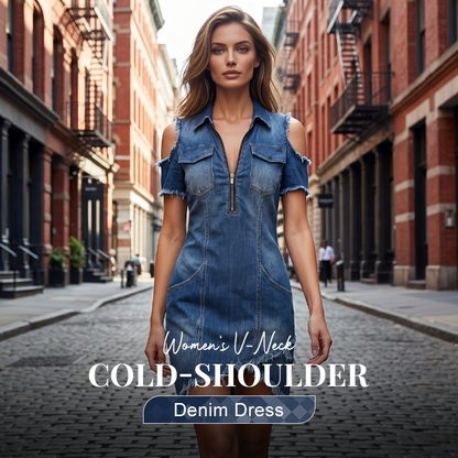 ⏳Spécial à durée limitée⏰Robe en jean à épaules dénudées pour femme👗