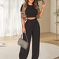 ⏳Spécial à durée limitée⏰Tendance Été : Ensemble Coordonné Femme T-shirt Court & Pantalon Palazzo💐👚👖