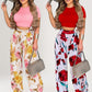 ⏳Spécial à durée limitée⏰Tendance Été : Ensemble Coordonné Femme T-shirt Court & Pantalon Palazzo💐👚👖
