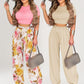 ⏳Spécial à durée limitée⏰Tendance Été : Ensemble Coordonné Femme T-shirt Court & Pantalon Palazzo💐👚👖