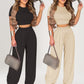 ⏳Spécial à durée limitée⏰Tendance Été : Ensemble Coordonné Femme T-shirt Court & Pantalon Palazzo💐👚👖