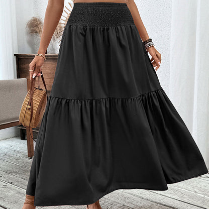 ⏳Spécial à durée limitée⏰Jupe longue évasée à taille haute et smocks pour femme👗