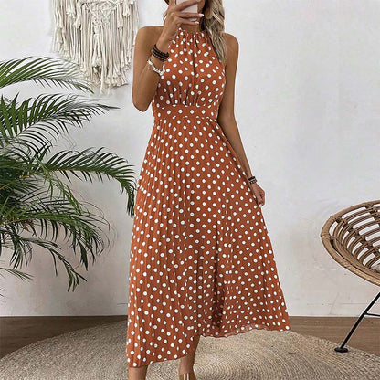 ⏳Spécial à durée limitée⏰Robe à pois à col licou pour femme👗