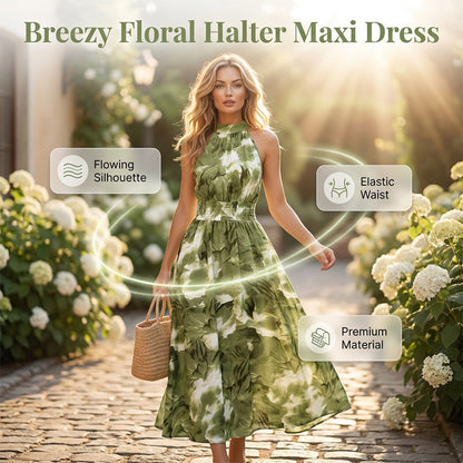 ⏳Spécial à durée limitée⏰Robe imprimée sans manches à col licou pour femme👗