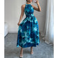 ⏳Spécial à durée limitée⏰Robe imprimée sans manches à col licou pour femme👗