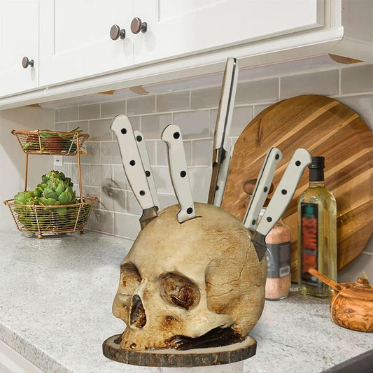 ⏳-50% pour temps limité⏰Porte-couteaux créatif en résine en forme de crâne💀🔪