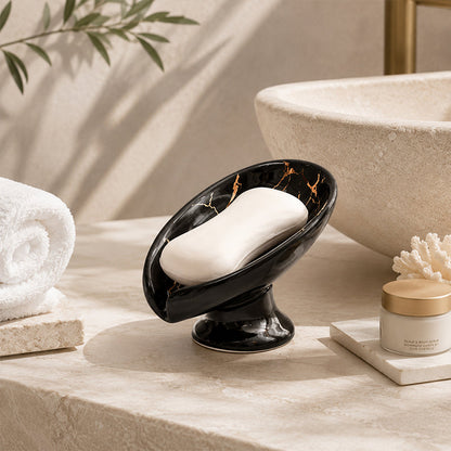 ⏳-50% pour temps limité⏰Porte-savon en céramique à évacuation automatique des feuilles🧼