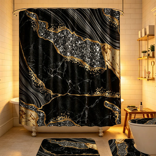 ⏳-50% pour temps limité⏰Rideau de douche de salle de bain élégant à motif marbre🛁🏖️