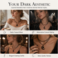 ⏳Spécial à durée limitée⏰Collier chaîne perles cristal noir gothique avec pendentif lune ajourée en alliage 🖤🌙