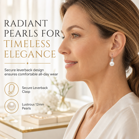 ⏳Spécial à durée limitée⏰Élégantes boucles d'oreilles pendantes en fausses perles et zircone cubique🤍👂