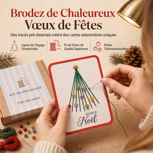 ⏳Spécial à durée limitée⏰Kit de carte de vœux DIY de Noël🎄🧵📇