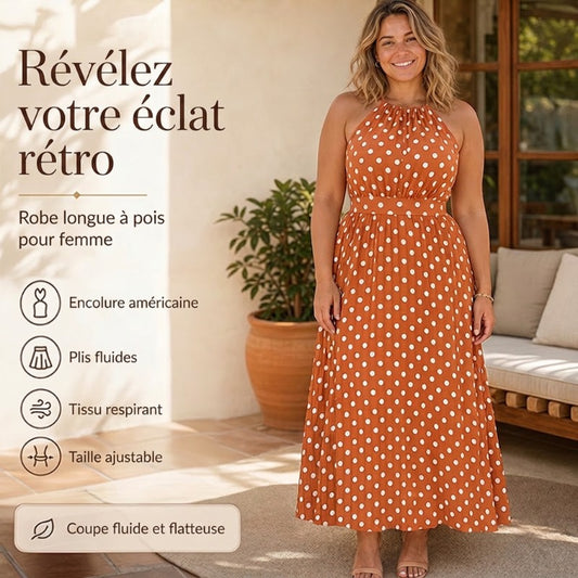 ⏳Spécial à durée limitée⏰Robe à pois à col licou pour femme👗